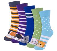Riqiaqia 5 Pairs Women Socks Cotton Funny Cute Animal Patterned Ladies Socks Cat Dog Novelty Crew Sock Gifts for Women Girls,One Size