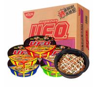 Riqing UFO 124g Dish-Shape Stir-Fry Noodles - Fish-Flavored Shredded Pork, 124g x 12 (Full Box)