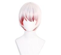 RiRaku Anime Cosplay Wig Jouno Saigiku White Mixed Red Short Halloween Costume Cosplay Wig,For Christmas Carnival Party