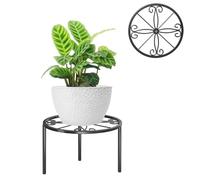 RIREKIS 1 Pack Metal Outdoor Plant Stand, Black Heavy Duty Flower Plant Pot Shelf, Small Rust Proof Iron Planter Holder, Decoration Plant Stand Racks for Indoor Garden Patio Courtyard(Height-6.69in)