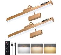 RIRIBEN 15.7'' Picture Lights for Wall with Motion Sensor & 9000mAh Rechargeable Battery, Picture Light for Paintings, Portraits & Wall Decor, Gold(2pcs)