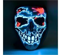 ririess LED Halloween Mask - Light-Up Scary Skull Mask with Cracked Neon Design, Glowing Face Mask for Fancy Dress, Halloween Costume & Party Decoration
