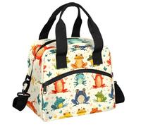 RIRIXING Cartoon Frogs Lunch Tote Bag Colorful Frog Reusable Insulated Lunch Box, Suitable for Work Picnics Or Travel