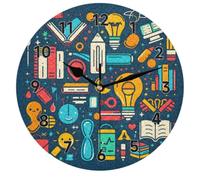 RIRIXING Colored Stationery Circular Wall Clock Learning Supplies 12 Inch Black Pointer Circular Wall Clock