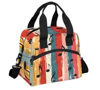 RIRIXING Colorful Musical Notes Lunch Tote Bag Music Notes Reusable Insulated Lunch Box, Suitable for Work Picnics Or Travel