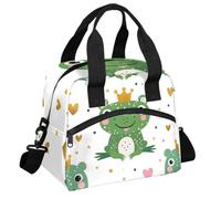 RIRIXING Crown Frog Lunch Tote Bag Frog Mother Reusable Insulated Lunch Box, Suitable for Work Picnics Or Travel