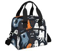 RIRIXING Halloween Ghostface Lunch Tote Bag Cute Ghost Reusable Insulated Lunch Box, Suitable for Work Picnics Or Travel