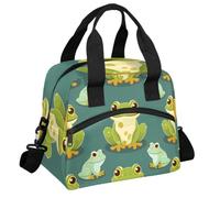 RIRIXING Jolly Frog Lunch Tote Bag Frog Mother Reusable Insulated Lunch Box, Suitable for Work Picnics Or Travel