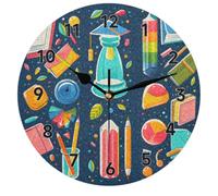 RIRIXING Learning Supplies Circular Wall Clock Colored Stationery 10 Inch Black Pointer Circular Wall Clock