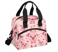 RIRIXING Love Pig Lunch Tote Bag Funny Pig Reusable Insulated Lunch Box, Suitable for Work Picnics Or Travel