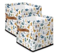 RIRIXING Personalised Kids Storage Basket - Custom Name Fabric Toy Organiser Box, Foldable Canvas Bin for Baby Clothes, Books, Laundry, Nursery & Bedroom Decoration 1Pack | Cartoon Dinosaur Text