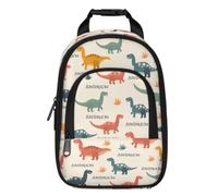 RIRIXING Personalised Lunch Box for Boys & Girls - Insulated Lunch Bag for Kids, Leakproof School Lunch Bag with Portable Buckle, Thermal Food Packed Lunch Boxes, Dinosaur Text Brown