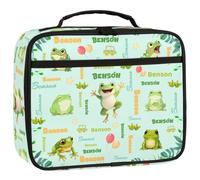 RIRIXING Personalised Lunch Box for Kids - Insulated School Lunch Bag with Name Customisation, Kids Snack Boxes with Handles, Animal Frog