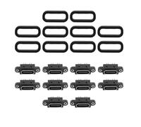 rirue 10 Pcs Micro-USB TYPE C 4Pin Waterproof Female USB C Socket Port with Hole Power Charging Interface USB Connector