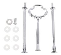 rirue 1set 2 3 Tier Cake Plate Stand Heavy Metal Center Handle Fitting Hardware Rod Shape:Ornate Victoriana Color:Silver Amount:1 Sets