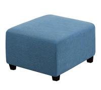 RIRWICM Washable Ottoman Cover, Stretch Square Soft Jacquard Fabric Folding Storage Stool Furniture Protector, Anti-Slip Removable Foot stool Cover with Elastic Bottom,Dusty Blue
