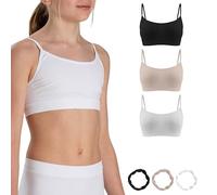 Risalti 3 Pcs Microfibre Crop Tops for Girls - Seamless Bra, Kids Bra, Bracelets Included - Made in Italy