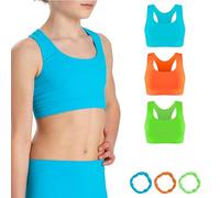 Risalti 3PZ Olympic Microfibre Crop Tops for Girls - Seamless Bra, Girls Sports Bra, Seamless Girls Crop Tops, Crop Tops Kids, Colourful Bracelets Included - Made in Italy