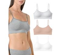 Risalti Bamboo Narrow-Shoulder Bras for Women - 3 Pack Light Support Seamless Crop Tops, Bralettes - Made in Italy