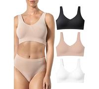 Risalti Bras for Women Bamboo Wide-Shoulder Bra 3 PZ - Women's Bras Light Support, Bralettes for Women, Crop Tops for Women, Seamless Bra, Seamless Womens Bras - Made in Italy