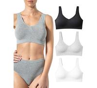 Risalti Bras for Women Bamboo Wide-Shoulder Bra 3 PZ - Women's Bras Light Support, Bralettes for Women, Crop Tops for Women, Seamless Bra, Seamless Womens Bras - Made in Italy