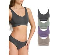 Risalti Eco Friendly Wide Shoulder Wirefree Bra, 4-Piece Brassiere Women's Brassiere Bra in Soft Microfibre, Yees Green, Seamless Bra, Sustainable and Breathable Underwear - Made in Italy, Anthracite