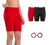 Risalti Girls' Leggings Shorts 2 Pcs - Girls Cycling Shorts, Girls Leggings, Leggings for Girls, Leggings Girls, Cropped Leggings, Free Bracelets - Made in Italy Black, Red