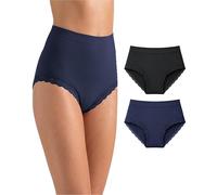 Risalti High Waisted Lace Knickers For Women Seamless 3Pcs - Lace Underwear Women No VPL, Invisible Panties, Soft Microfibre, Breathable, Stretch, Ladies Seam Free Knickers - Made in Italy