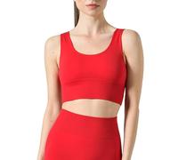 Risalti Ilena Women's Elegant Ribbed Top - Women's Sports Bra - Fitness Sports Top in Microfibre, Seamless Bralette, Women's Bralette - Made in Italy, red, L/XL