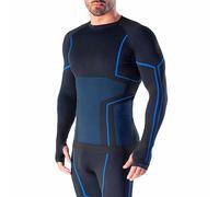 Risalti Men's Thermal Top Merino Wool TECH+ - Thermal Top for Men, Merino Wool Base Layer, Winter Sports Performance, Blue, S