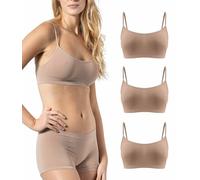 Risalti Wireless Bras for Women Thin Strap 3Pack - Seamless Bra Non Wired, Comfy Bra in Stretch Microfibre, No Labels, Soft Top Lingerie - Made in Italy