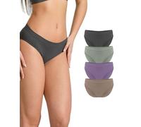Risalti Yees Green Microfibre Women's Panties Eco Friendly 4 Pieces - Microfibre Shorts, Softer, Cotton, Seamless Briefs - Made in Italy, Anthracite, Oats, Sage, Blueberry, S-M