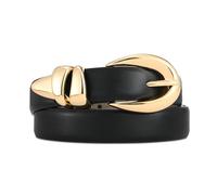 RISANTRY Black Leather Belt for Women Stylish Design with Gold Buckle Ladies Black Belt Perfect for Jeans Dresses