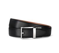 RISANTRY Men's Ratchet Belt - Premium Synthetic Leather with Silver Buckle, Classic Business Style, Smooth Adjustment for Casual & Formal Wear