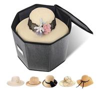 Risapor Hat Storage Box, Hat Boxes for Women/Men Storage,Foldable Travel Hat Box with Lids,Large Hat Boxes,Stuffed Animal Toy Storage,Hat Storage Organizer for Hanging on Suitcase