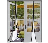 Risareyi Double Side Openings Fly Screens for Doors 265x200cm, Black Heavy Duty Fiberglass Mosquito Net Magnetic Mesh Curtain, for Patio Balcony, Keep Bugs Out