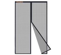 Risareyi Fiberglass Magnetic Fly Screens for Doors 145x215cm, Black Reinforced Door Fly Screen Curtain Anti Mosquito Net Mesh for Patio Doors French Doors, with Powerful Magnets & Adhesive Tape