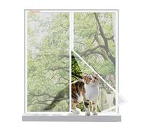 Risareyi Fibreglass Window Fly Screen Magnetic 65x120cm, White - Insect Protection Window Mosquito Net, Automatic Closure, Without Drilling, with Adhesive Tape, Cats can Pass