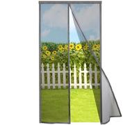 Risareyi Magnetic Fly Screens for Doors 175x210cm, Upgraded Grey Mesh Mosquito Net Patio Door Fly Screen Curtain Anti Mosquito Bug Screen with Powerful Magnets & Adhesive Tape