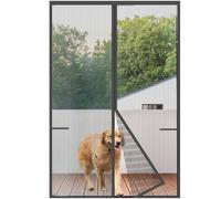 Risareyi Magnetic Fly Screens for Doors 90x205cm, Grey - Tear-Resistant Mesh Mosquito Net Door Fly Screen Curtain Anti Insects, Shuts Automatically, Full Frame Hook & Loop