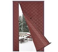 Risareyi Magnetic Thermal Insulated Door Curtain 30x96inch, Brown PU with Thicker Filling, Side Opening Patio Door Insulation for Winter, Reversible Doorway Cover