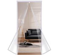 Risareyi Magnetic Thermal Insulated Door Curtain Transparent EVA Waterproof Thermal Door Cover for Bedroom, Kitchen, Air Conditioner, Heater Room, Auto-Closing, 85x200cm, White