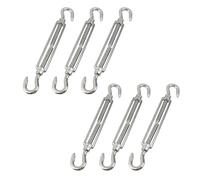 Risbay 6PCS Silver Turnbuckle Hook and Hook M7 Stainless Steel Turnbuckle Adjustable Wire Rope Tension for Cable Wire Rope Tension