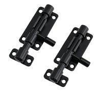 Risbay Barrel Bolt Slide Door Latch Lock, Stainless Steel Sliding Gate Latches Thickened Heavy 4 Inch Lock with Padlock Holea and Mounting Screws, 2PCS(Black)