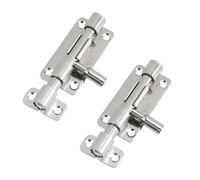 Risbay Barrel Bolt Slide Door Latch Lock, Stainless Steel Sliding Gate Latches Thickened Heavy 4 Inch Lock with Padlock Holea and Mounting Screws, 2PCS(Silver)