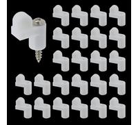 Risbay Window Screen Clip 3/8 Inch Screen Door Clips Plastic Offset Window Glass Retainer Clips for Windows Screens Fasteners, Storm Windows, Storm Panels with Screws, 24 Pack(White)