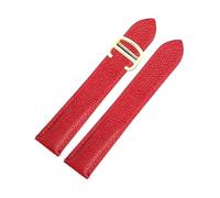 Risdany 17-23mm, Unique Leather Strap, Red/Black Color Scheme, Equipped with a Secure Folding Clasp, Quick-Release Replaceable Strap.,17mm