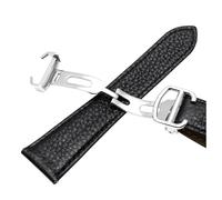 Risdany 17-23mm, Unique Leather Strap, Red/Black Color Scheme, Equipped with a Secure Folding Clasp, Quick-Release Replaceable Strap.,24mm