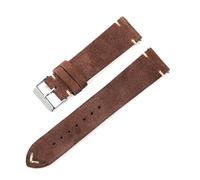 Risdany 18-22mm, Men's Double-Sided Hand-Stitched Leather Strap, Casual Style, Universal Replacement Parts,Dark Brown,20mm
