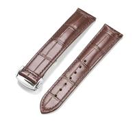 Risdany 19-22mm, Water-Resistant Leather Strap with a Secure Folding Clasp; Stylish and Casual Replacement Accessories Included.,Brown Silver,20mm